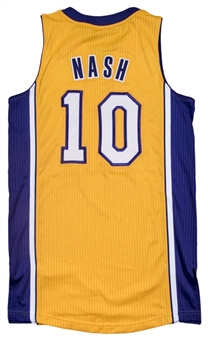 2013-14 Steve Nash Game Used & Photo Matched Los Angeles Lakers Home Jersey - From Nashs Final NBA Game! (DC Sports & Resolution Photomatching)